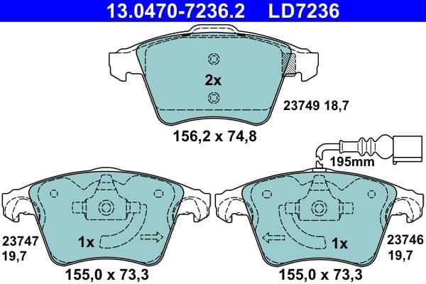 set placute frana,frana disc ATE Ceramic 13.0470-7236.2