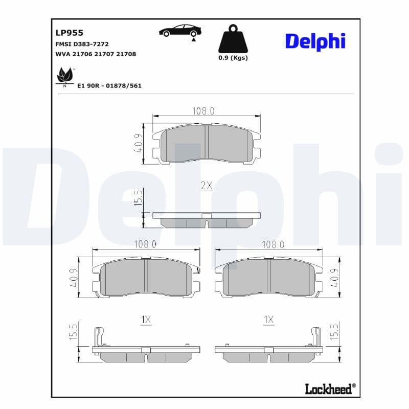 set placute frana,frana disc DELPHI LP955