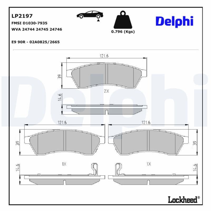 set placute frana,frana disc DELPHI LP2197