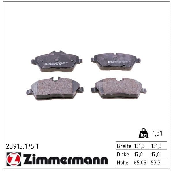 set placute frana,frana disc ZIMMERMANN 23915.175.1