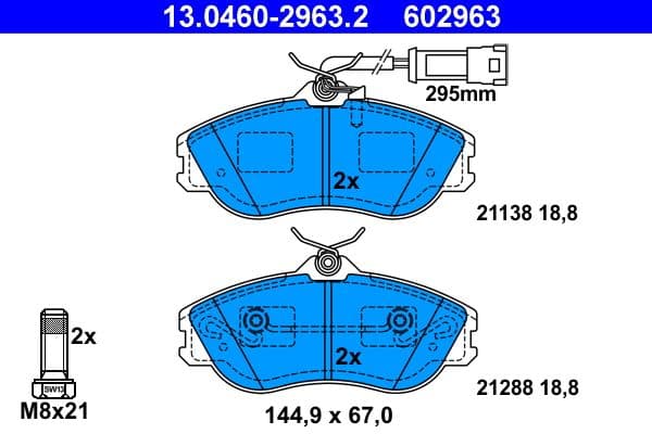 set placute frana,frana disc ATE 13.0460-2963.2