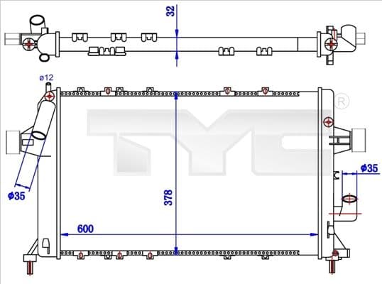 Radiator, racire motor TYC 725-0039-R