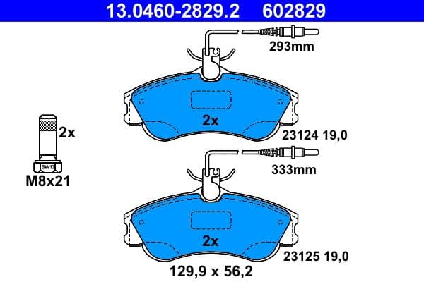 set placute frana,frana disc ATE 13.0460-2829.2