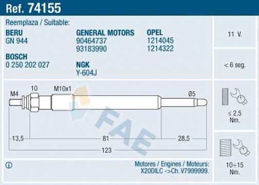 Bujie incandescenta FAE 74155