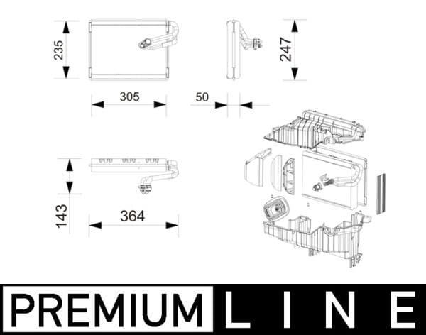 Evaporator, aer conditionat MAHLE BEHR *** PREMIUM LINE *** AE 269 000P