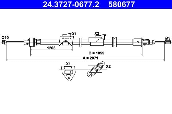 Cablu, frana de parcare ATE 24.3727-0677.2