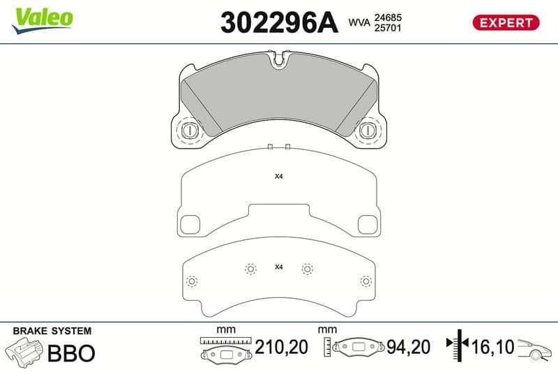 set placute frana,frana disc VALEO 302296A
