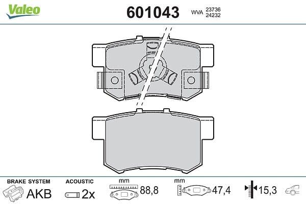 set placute frana,frana disc VALEO 601043
