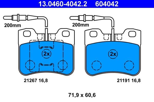 set placute frana,frana disc ATE 13.0460-4042.2