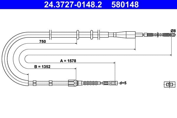 Cablu, frana de parcare ATE 24.3727-0148.2