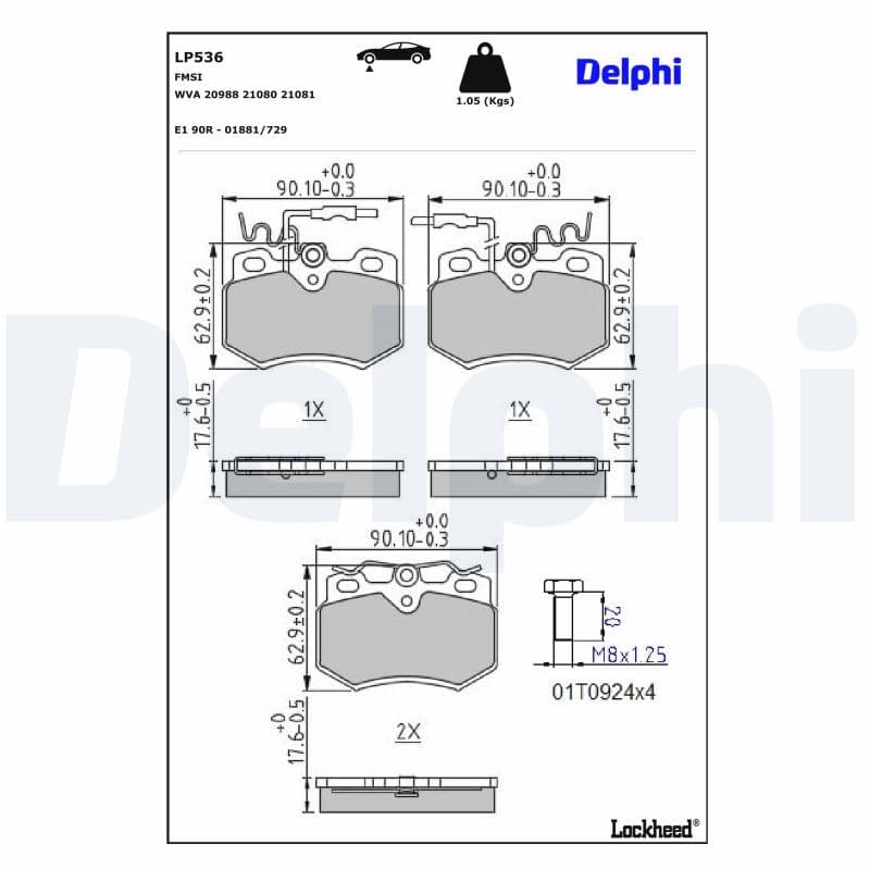 set placute frana,frana disc DELPHI LP536
