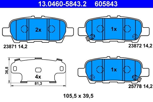 set placute frana,frana disc ATE 13.0460-5843.2