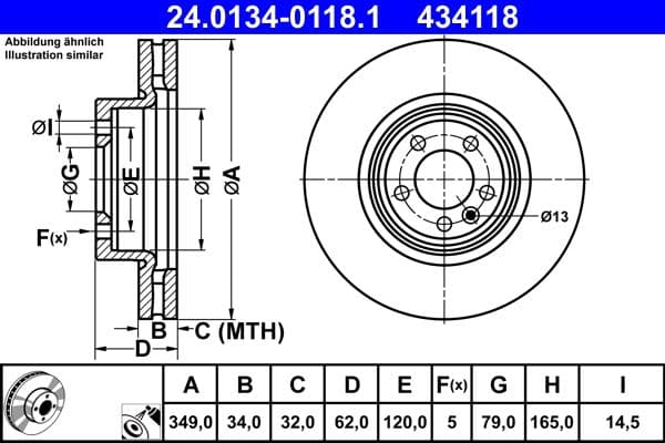 Disc frana ATE 24.0134-0118.1