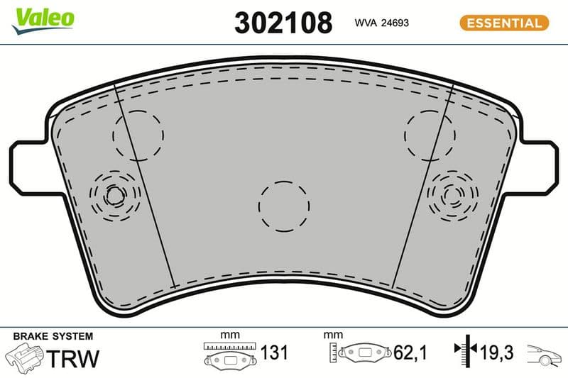 set placute frana,frana disc VALEO ESSENTIAL 302108