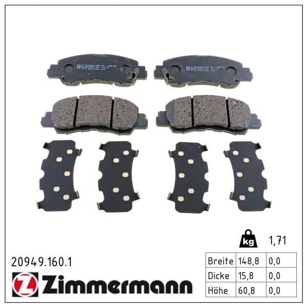 set placute frana,frana disc ZIMMERMANN 20949.160.1