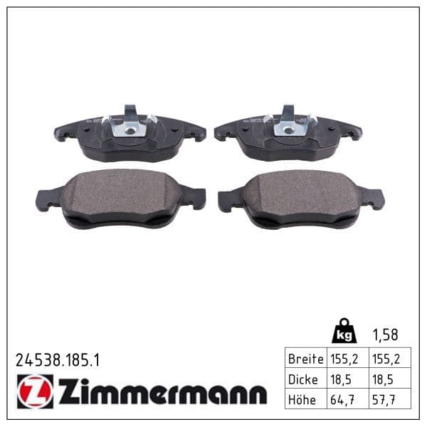 set placute frana,frana disc ZIMMERMANN 24538.185.1