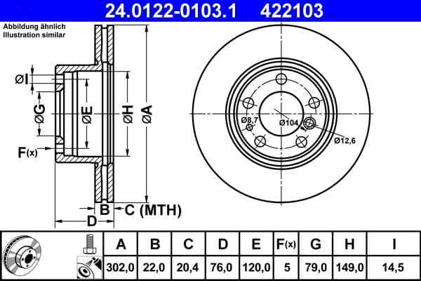 Disc frana ATE 24.0122-0103.1
