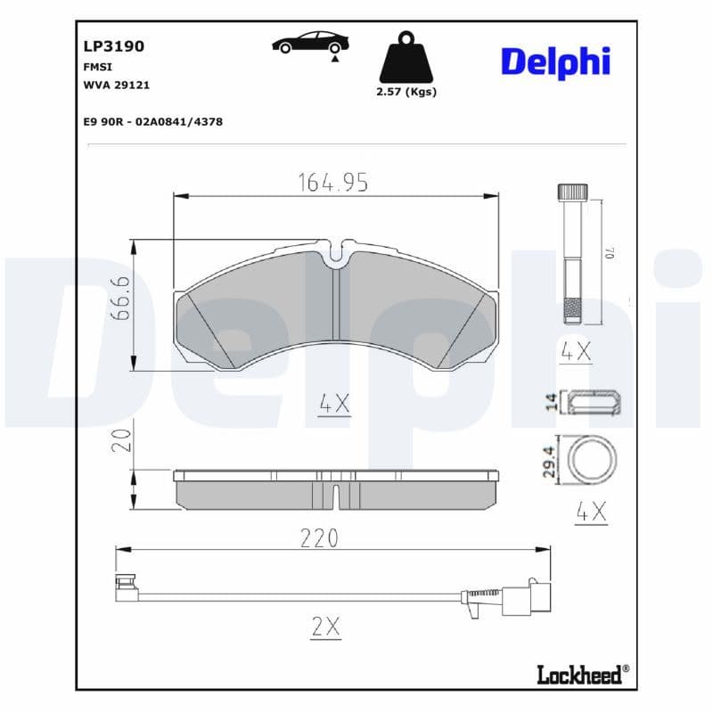 set placute frana,frana disc DELPHI LP3190