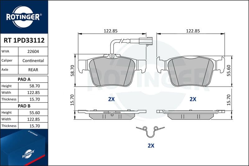 set placute frana,frana disc ROTINGER RT 1PD33112