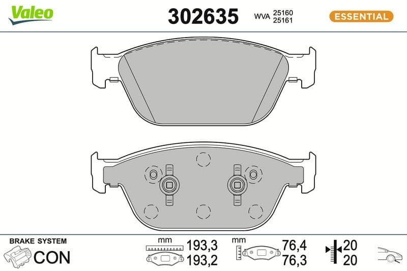 set placute frana,frana disc VALEO ESSENTIAL 302635