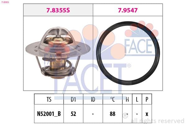 termostat,lichid racire FACET Made in Italy - OE Equivalent 7.8355