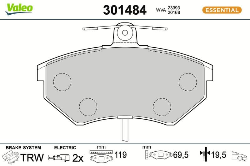 set placute frana,frana disc VALEO ESSENTIAL 301484
