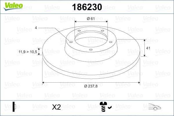 Disc frana VALEO 186230