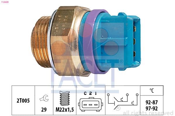 Comutator temperatura, ventilator radiator FACET Made in Italy - OE Equivalent 7.5629