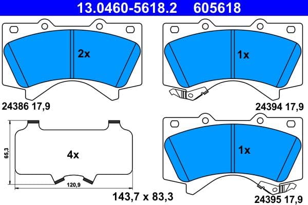 set placute frana,frana disc ATE 13.0460-5618.2