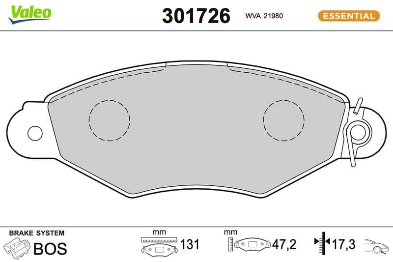 set placute frana,frana disc VALEO ESSENTIAL 301726