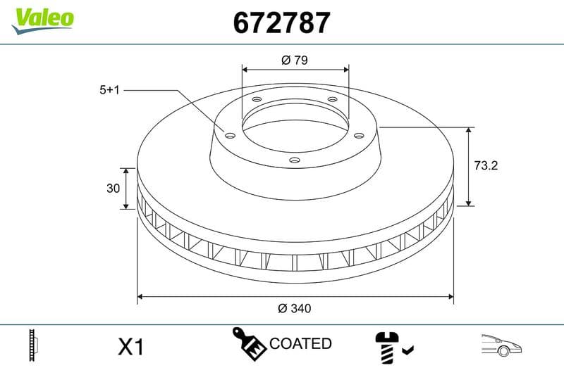 Disc frana VALEO COATED 672787