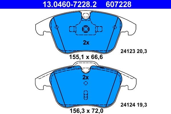 set placute frana,frana disc ATE 13.0460-7228.2