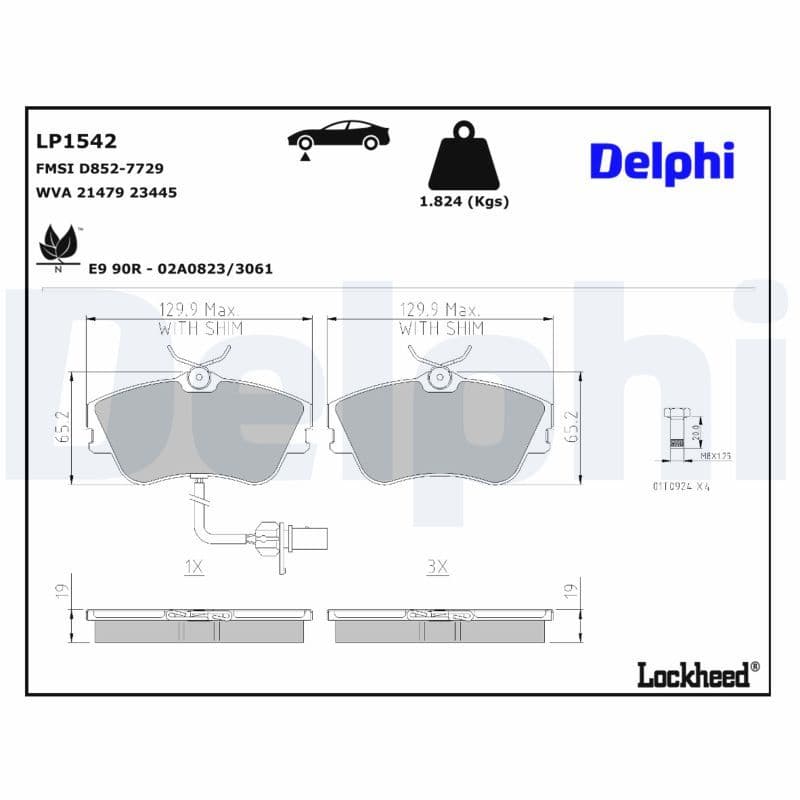 set placute frana,frana disc DELPHI LP1542