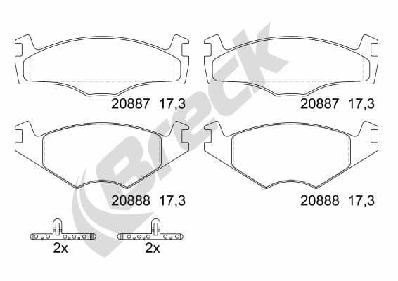 set placute frana,frana disc BRECK 20887 10 702 00