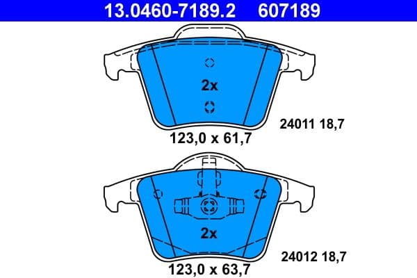 set placute frana,frana disc ATE 13.0460-7189.2