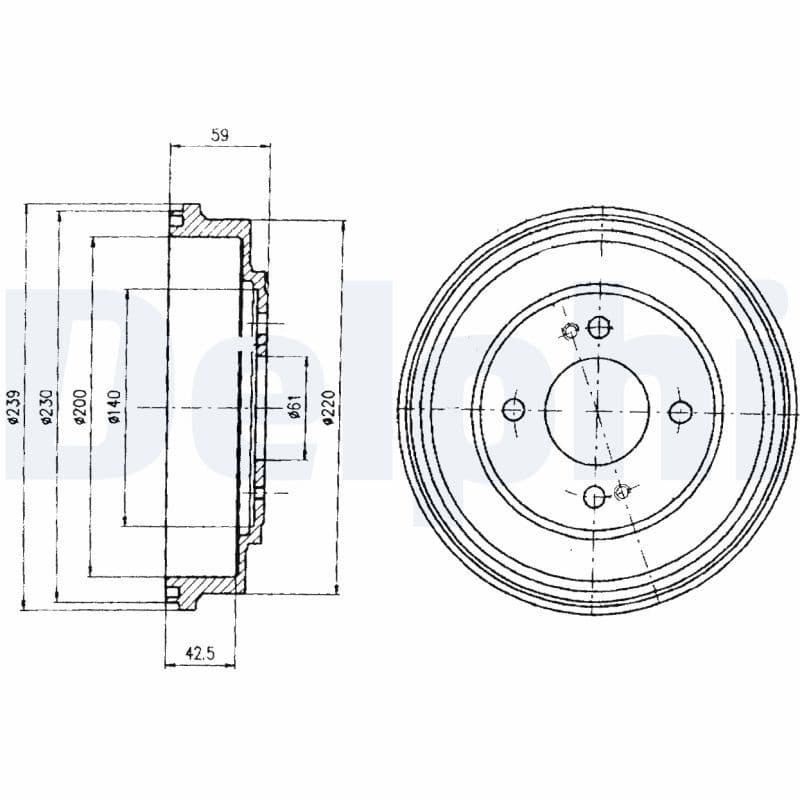 Tambur frana DELPHI BF208