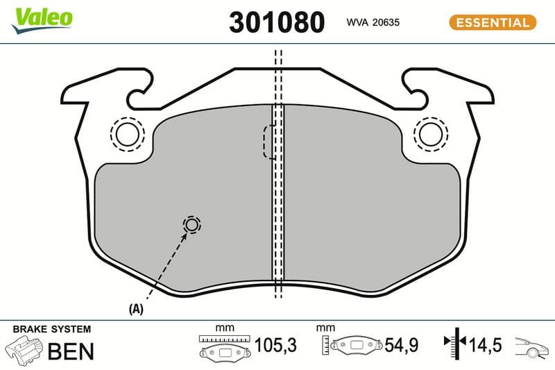 set placute frana,frana disc VALEO ESSENTIAL 301080