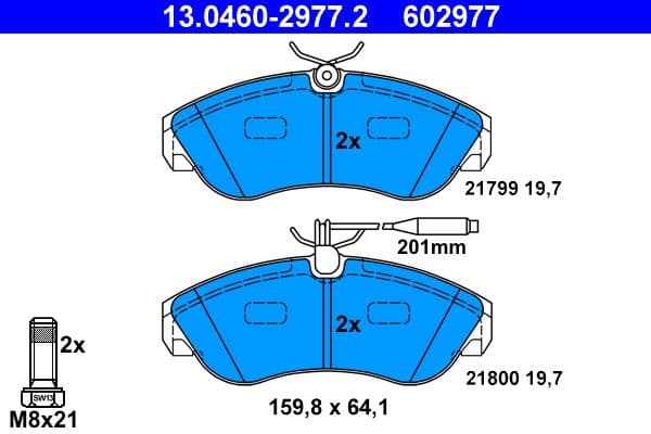 set placute frana,frana disc ATE 13.0460-2977.2