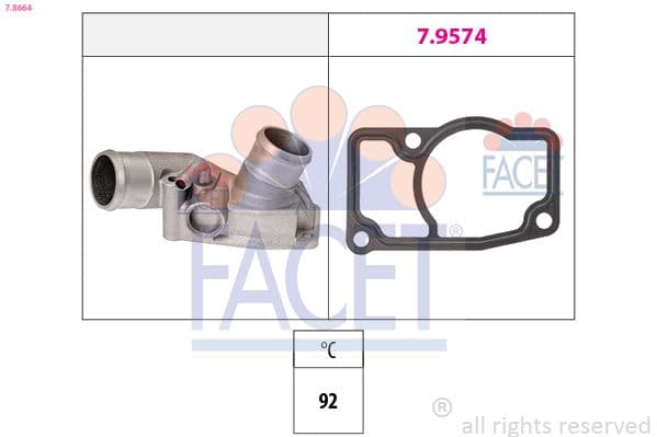 termostat,lichid racire FACET Made in Italy - OE Equivalent 7.8664