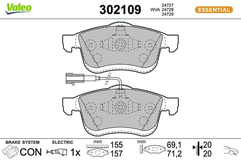 set placute frana,frana disc VALEO ESSENTIAL 302109