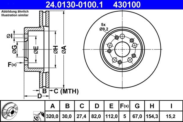 Disc frana ATE 24.0130-0100.1