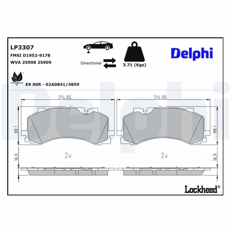 set placute frana,frana disc DELPHI LP3307