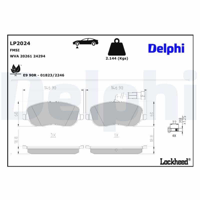 set placute frana,frana disc DELPHI LP2024