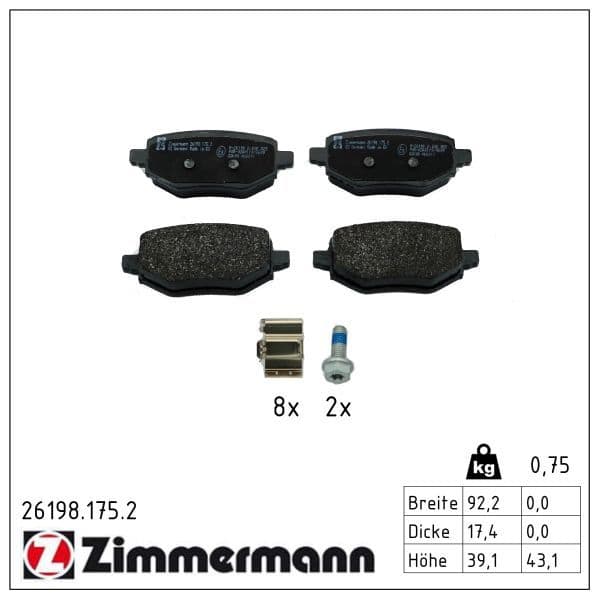 set placute frana,frana disc ZIMMERMANN 26198.175.2