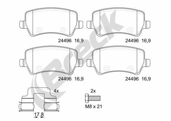 set placute de frana,frana de parcare cu disc BRECK 24496 00 702 00