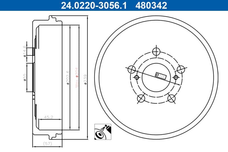 Tambur frana ATE 24.0220-3056.1