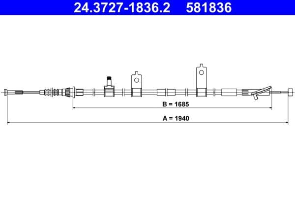 Cablu, frana de parcare ATE 24.3727-1836.2