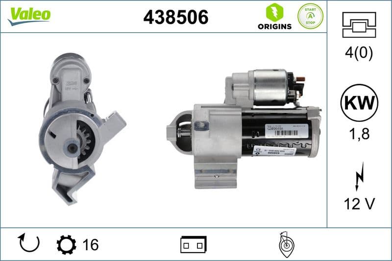 starter VALEO ORIGINS NEW STOP&START OE TECHNOLOGY 438506