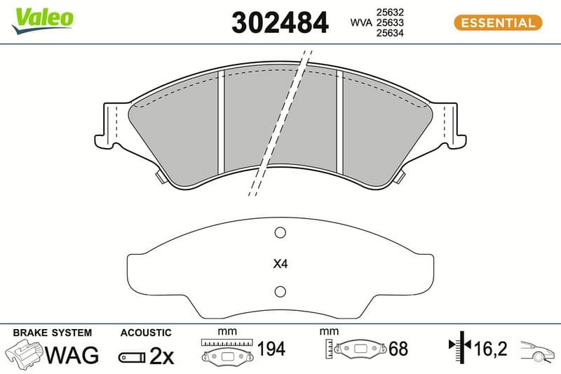 set placute frana,frana disc VALEO ESSENTIAL 302484
