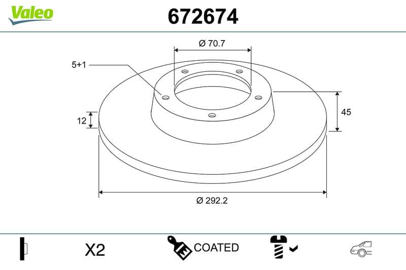 Disc frana VALEO COATED 672674